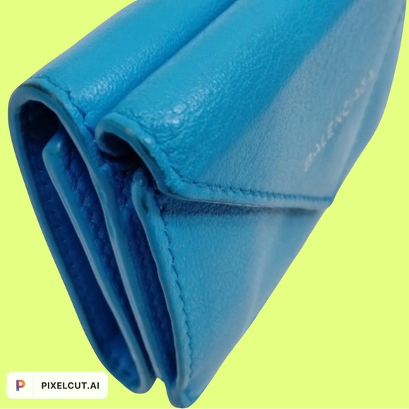 BALENCIAGA Rare Blue Azure Italian Leather Wallet - Picture 2 of 7